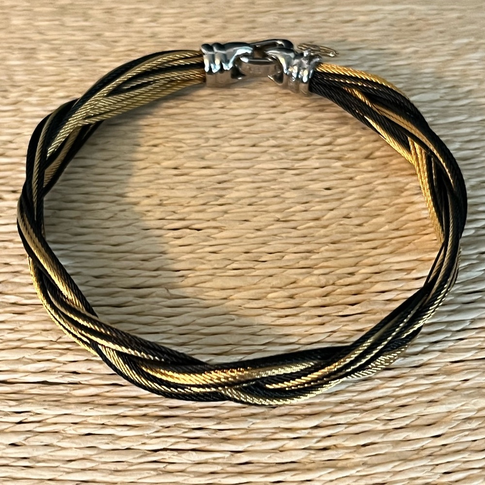 ALOR PRE-LOVED AUTHENTIC BRAIDED THIN GOLD & BLACK CABLE BRACELET